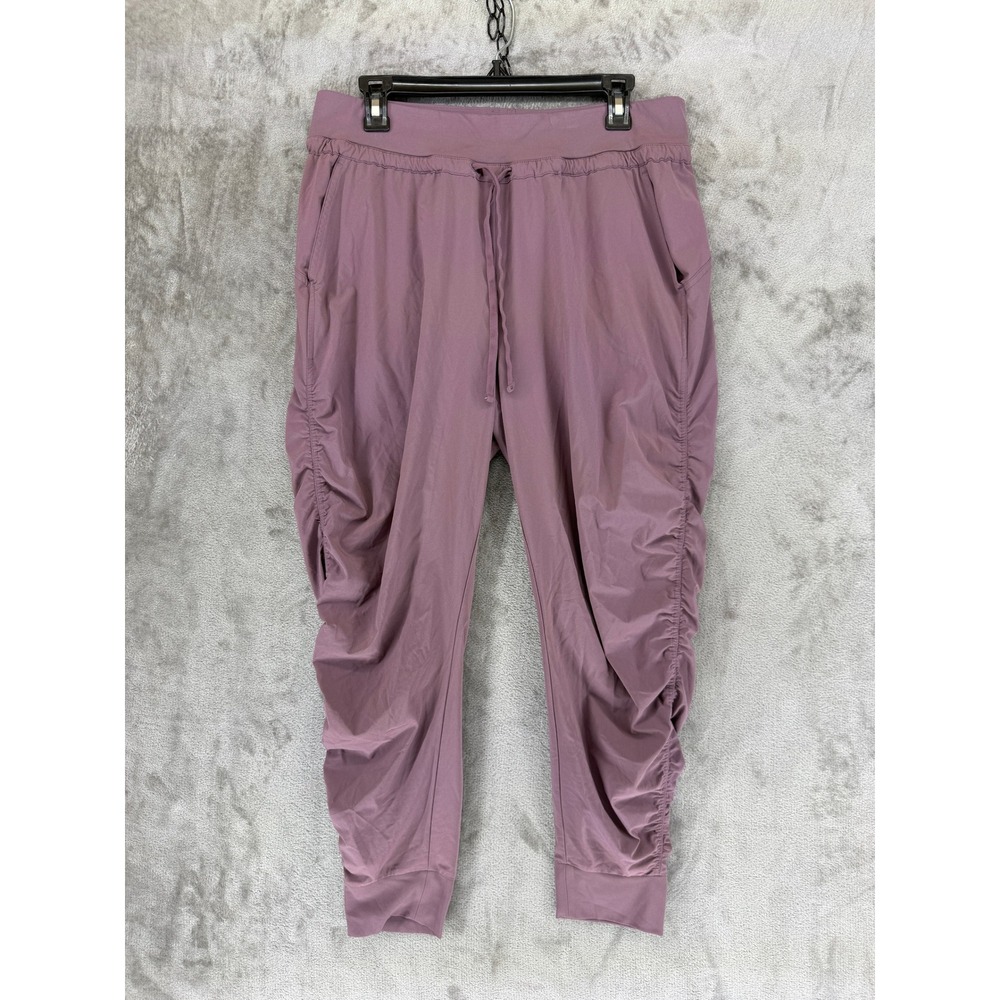 Athleta Attitude Pant Womens 12 Mauve Purple Ruched Side Jogger Travel 384001-06